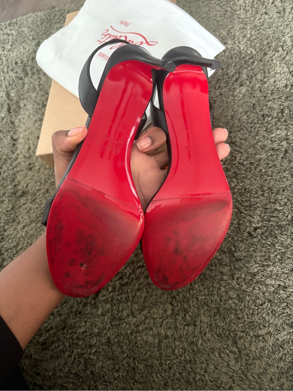 Christian Louboutin Black Marylin 85 Leather Slingback Heels - Picture 4 of 13